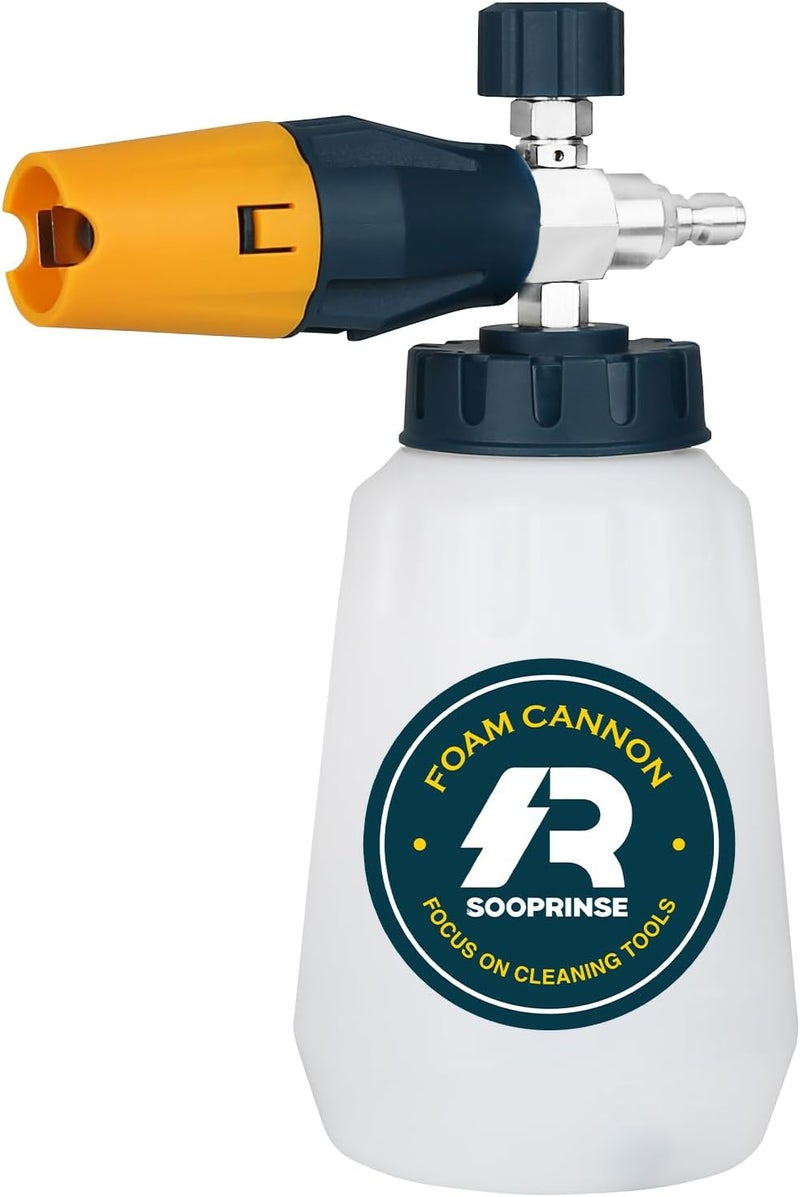 Sooprinse Foam Cannon with 1/4 Inch Quick Connector, Heavy Duty Car Foam Blaster Wide Neck Adjustable Snow Foam Lance for Pressure Washer, 1 Liter - Image 1